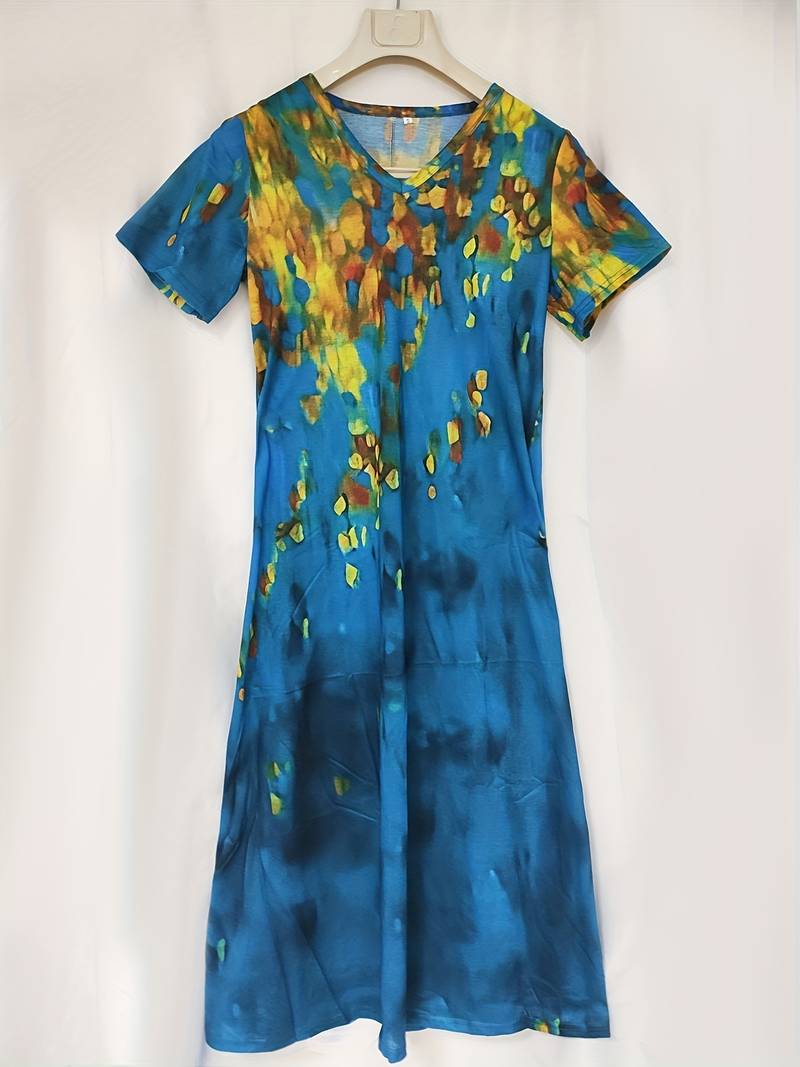 Losse, elegante jurk met abstract patroon