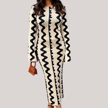Elegante gestreepte maxi jurk