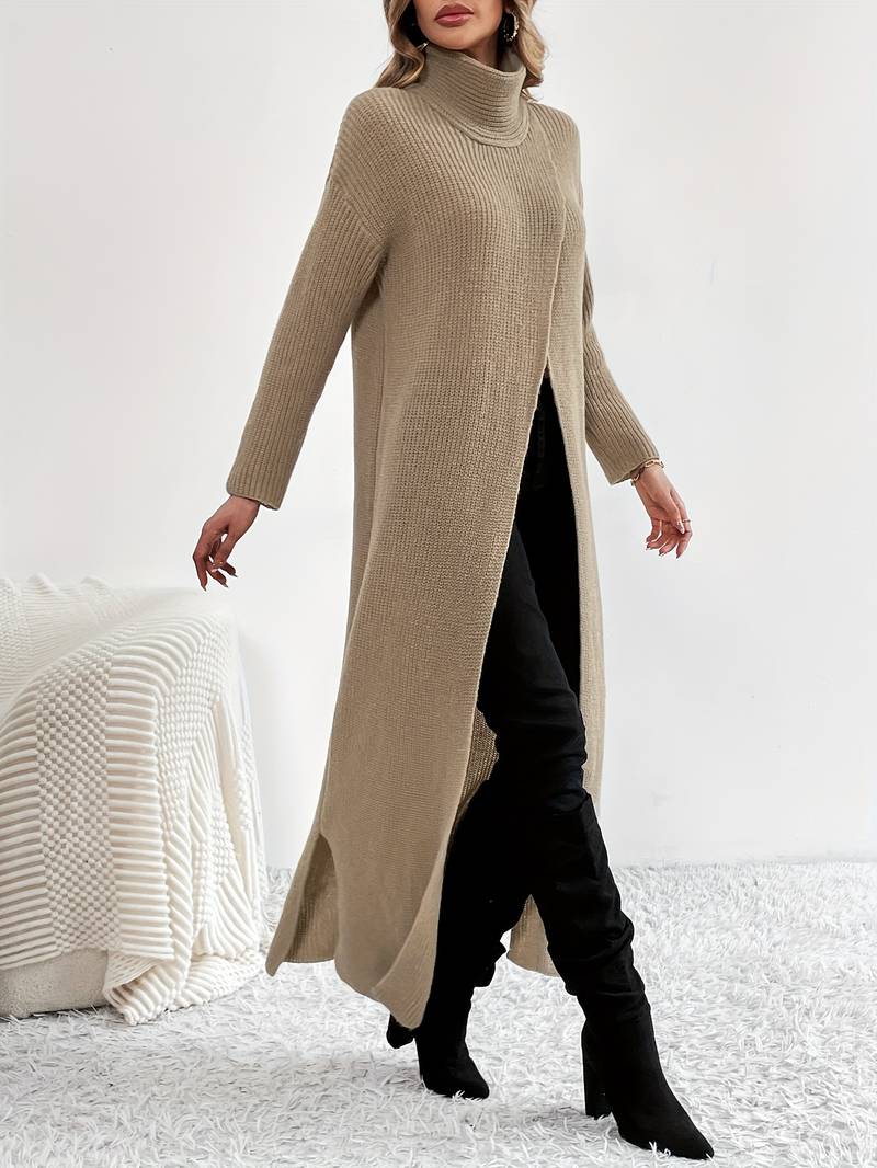 Jurk met hoge hals en lange split