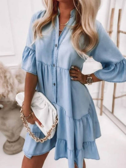 Gekleurde denim jurk