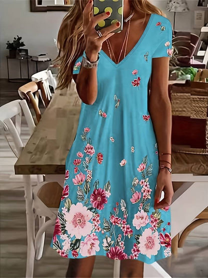 Jurk met korte mouwen en bloemenprint