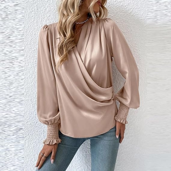 Elegante blouse met V-hals en ballonmouwen