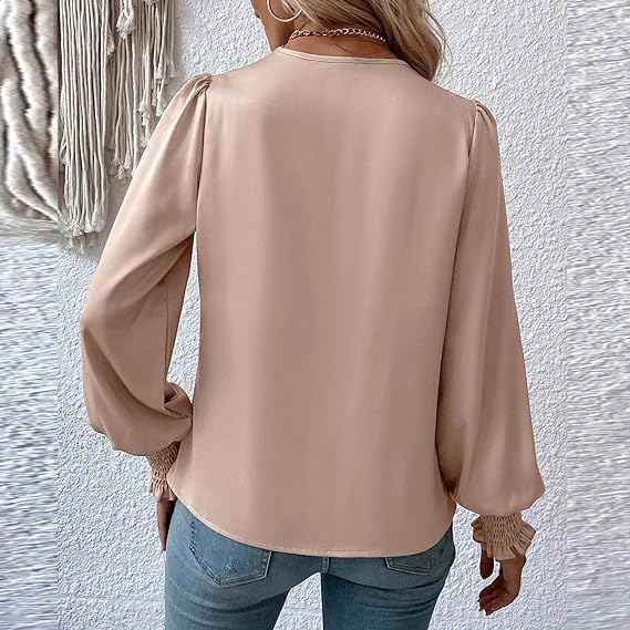 Elegante blouse met V-hals en ballonmouwen