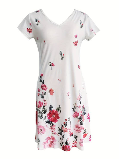 Jurk met korte mouwen en bloemenprint