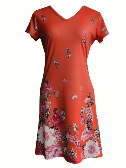 Jurk met korte mouwen en bloemenprint