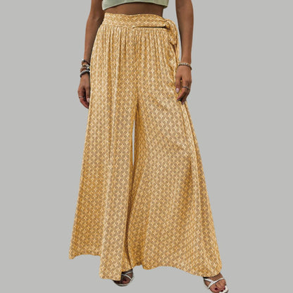 Wijde broek met hoge taille en printpatroon