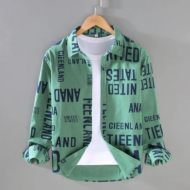 Shirt met open voorkant en opvallende letters