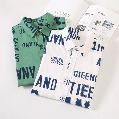 Shirt met open voorkant en opvallende letters