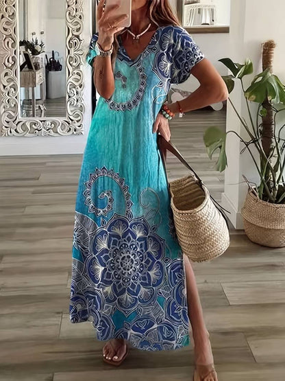 Losse, elegante jurk met abstract patroon