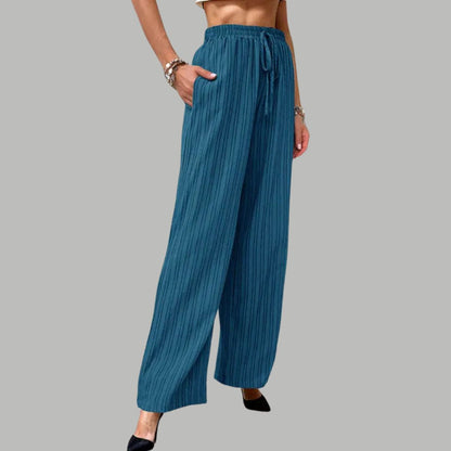 Wijde geplooide broek met trekkoord
