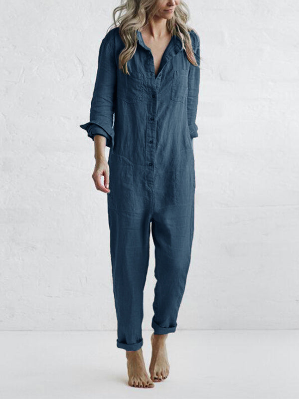 Casual jumpsuit met lange mouwen