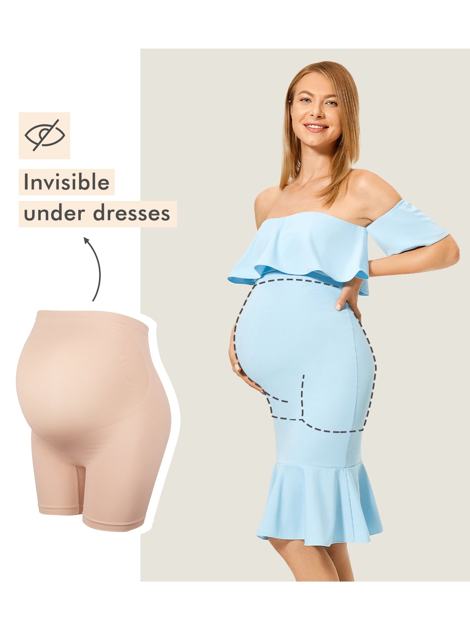 Zwangerschapsshort met hoge taille – naadloze shapewear short voor zwangeren