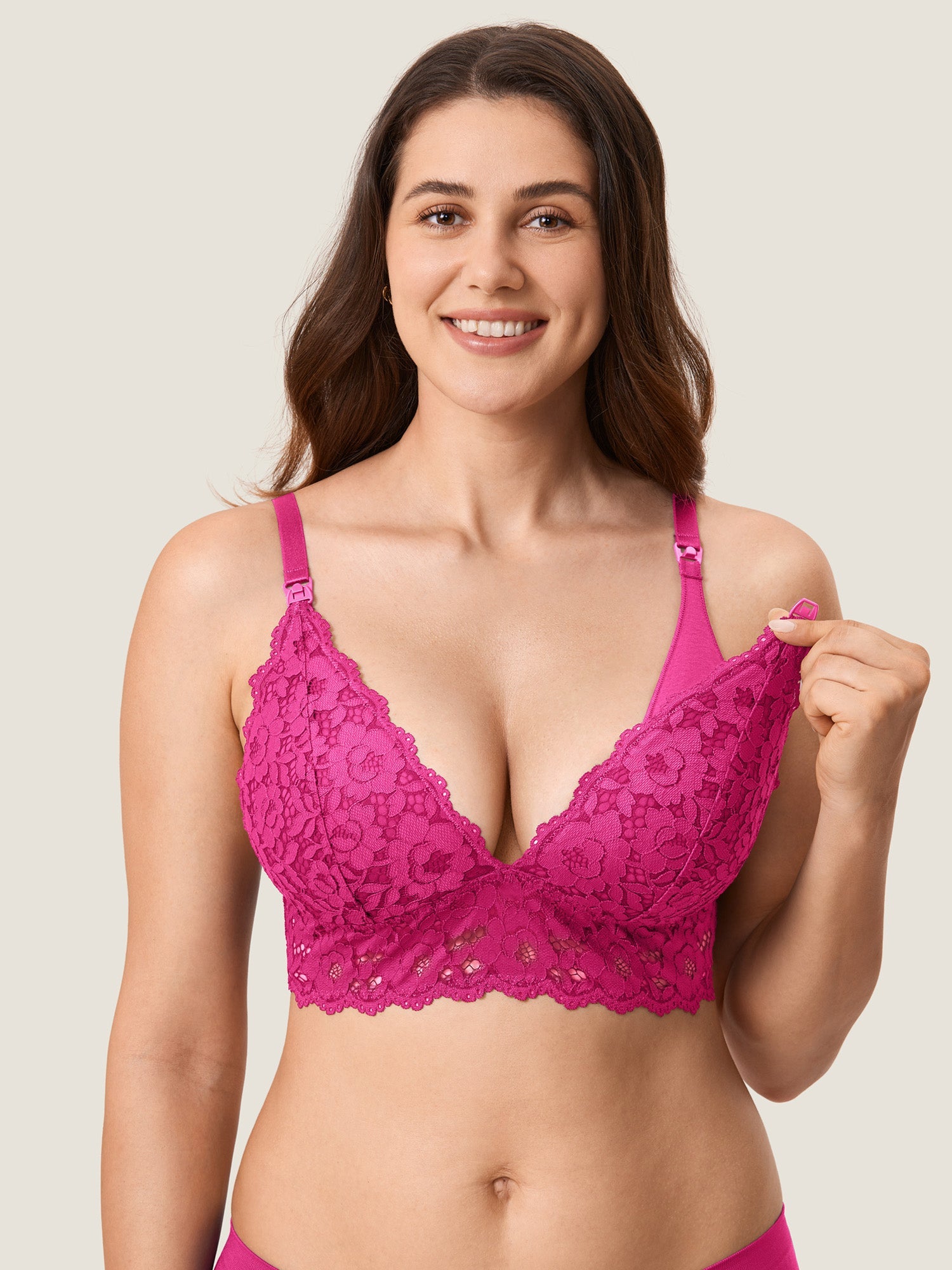 Voedingsbralette van kant met diepe V-hals – voedings-bh zonder beugel