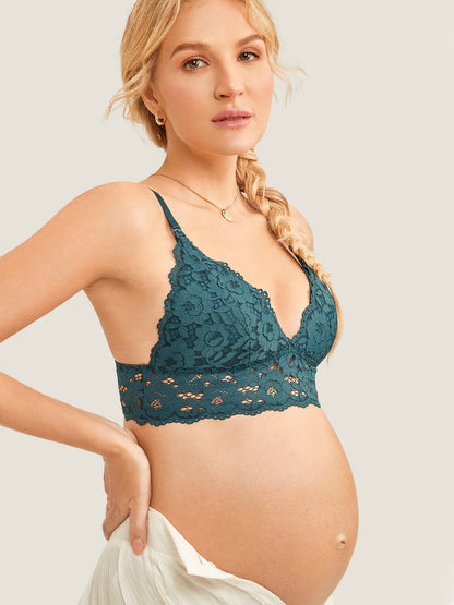Voedingsbralette van kant met diepe V-hals – voedings-bh zonder beugel