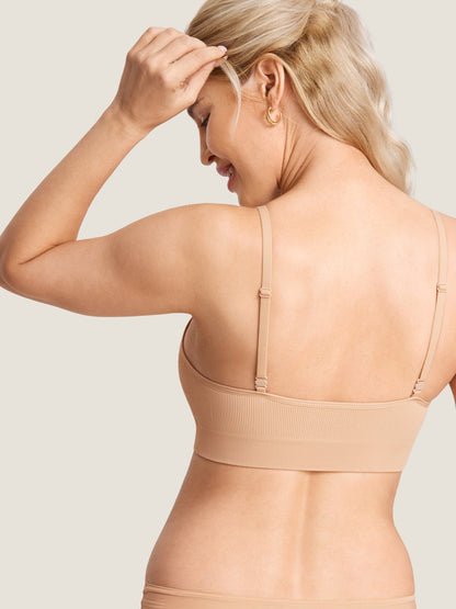 Voedingsbeha zonder beugel in ribstof – zachte voedingsbralette met uitneembare pads