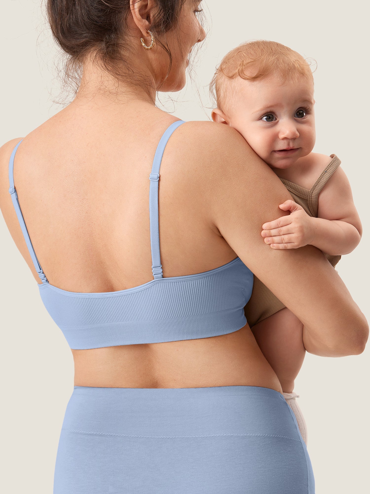 Voedingsbeha zonder beugel in ribstof – zachte voedingsbralette met uitneembare pads