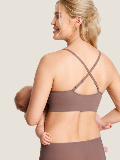 Voedingsbeha zonder beugel in ribstof – zachte voedingsbralette met uitneembare pads