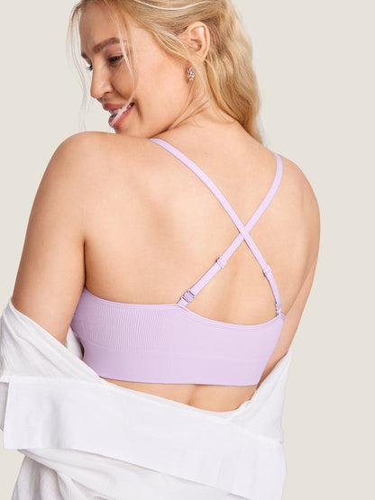Voedingsbeha zonder beugel in ribstof – zachte voedingsbralette met uitneembare pads