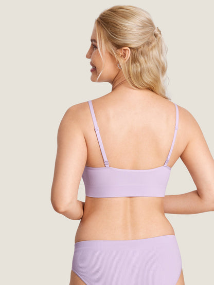 Voedingsbeha zonder beugel in ribstof – zachte voedingsbralette met uitneembare pads