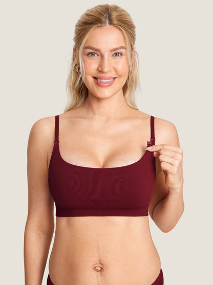 Voedingsbeha zonder beugel in ribstof – zachte voedingsbralette met uitneembare pads