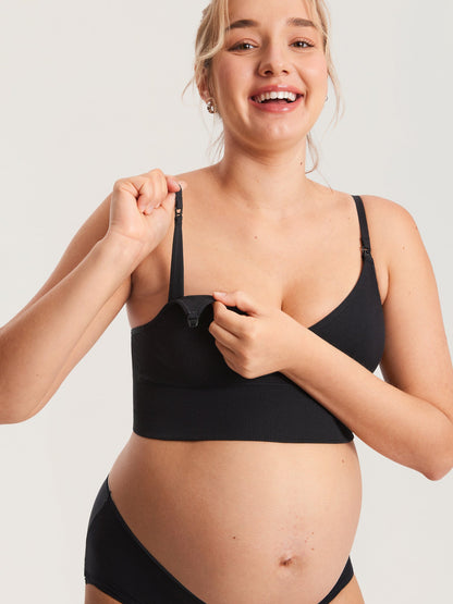 Voedingsbralette in ribstof met V-hals – voedingsbeha zonder beugel