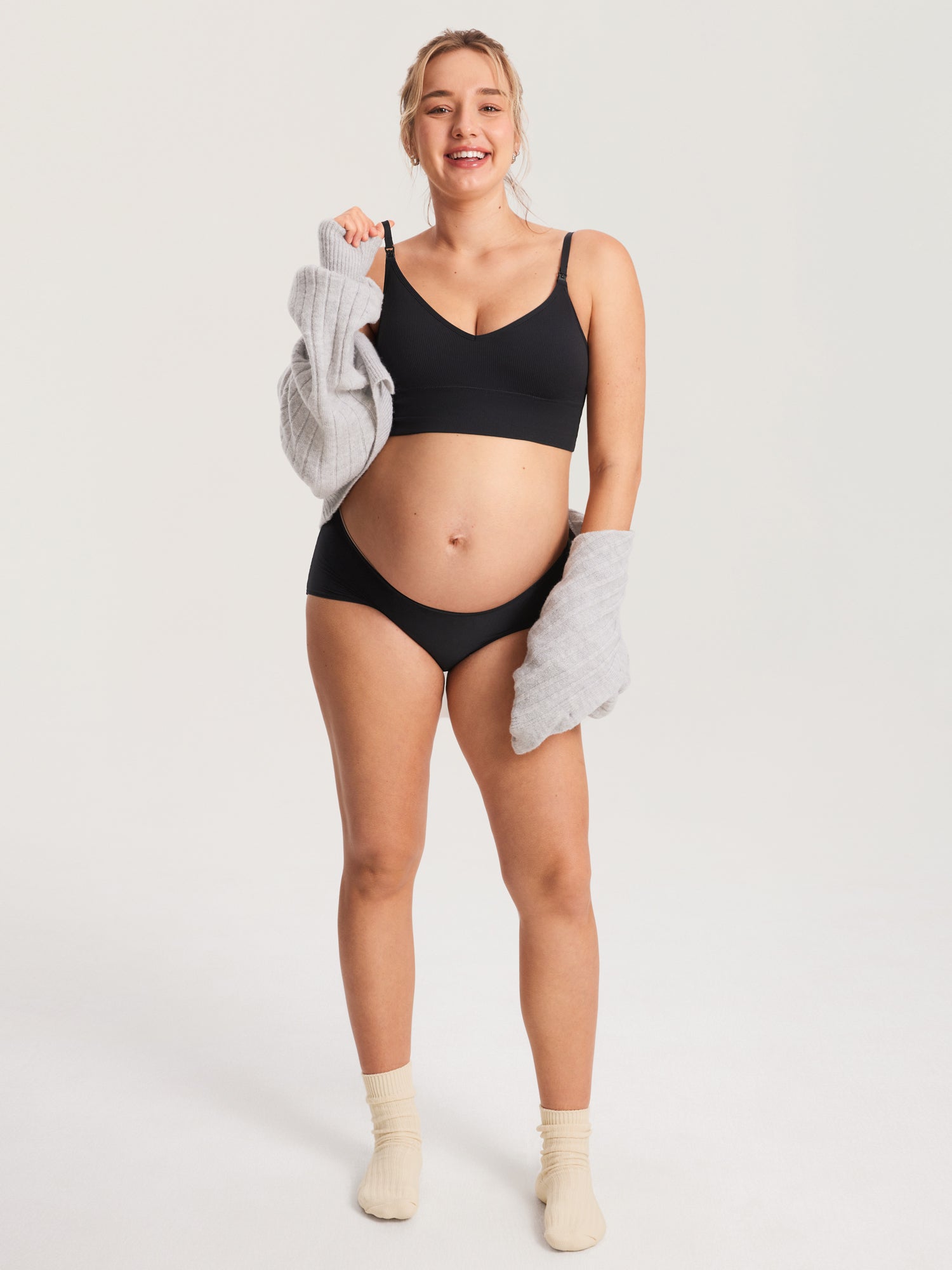 Voedingsbralette in ribstof met V-hals – voedingsbeha zonder beugel