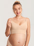 Voedingsbralette in ribstof met V-hals – voedingsbeha zonder beugel – Beige