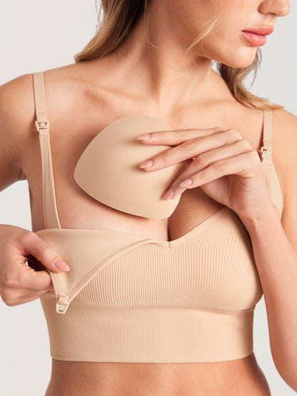 Voedingsbralette in ribstof met V-hals – voedingsbeha zonder beugel