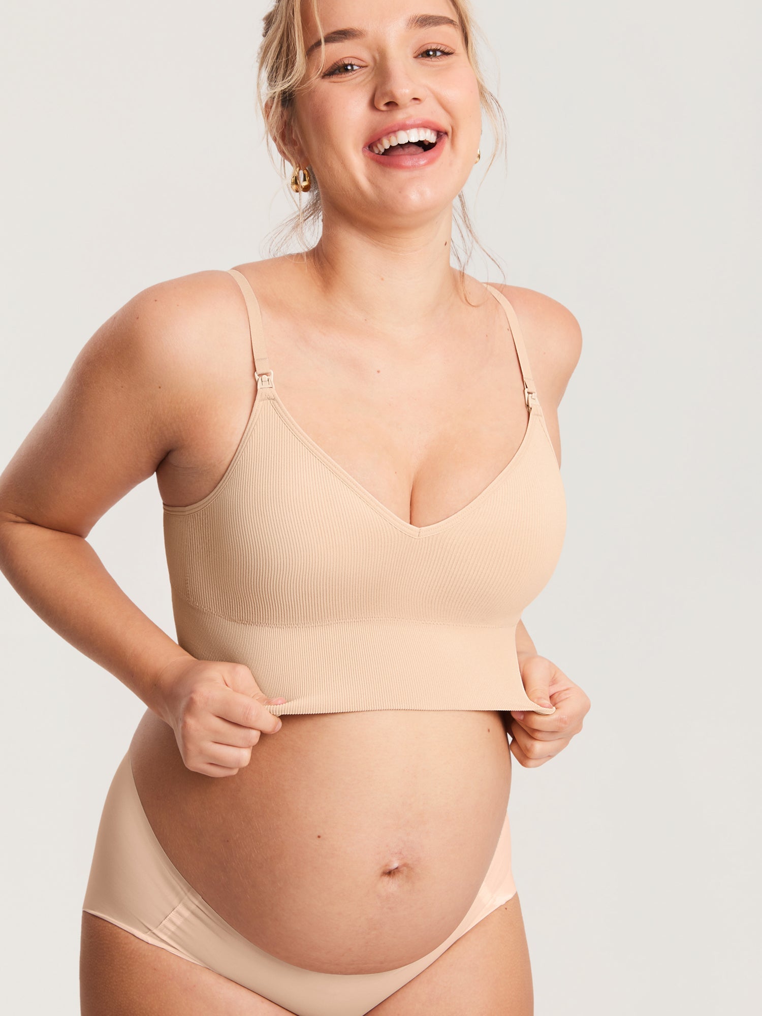 Voedingsbralette in ribstof met V-hals – voedingsbeha zonder beugel