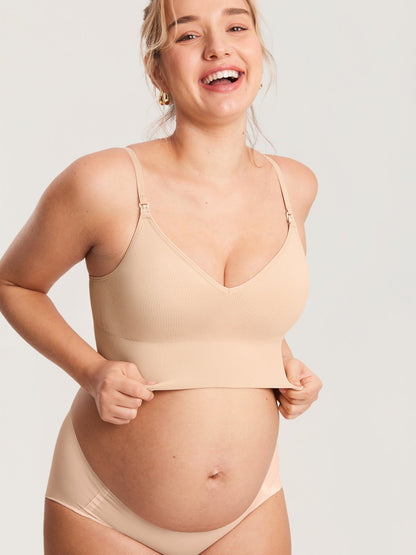 Voedingsbralette in ribstof met V-hals – voedingsbeha zonder beugel