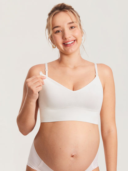 Voedingsbralette in ribstof met V-hals – voedingsbeha zonder beugel