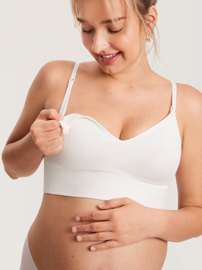 Voedingsbralette in ribstof met V-hals – voedingsbeha zonder beugel