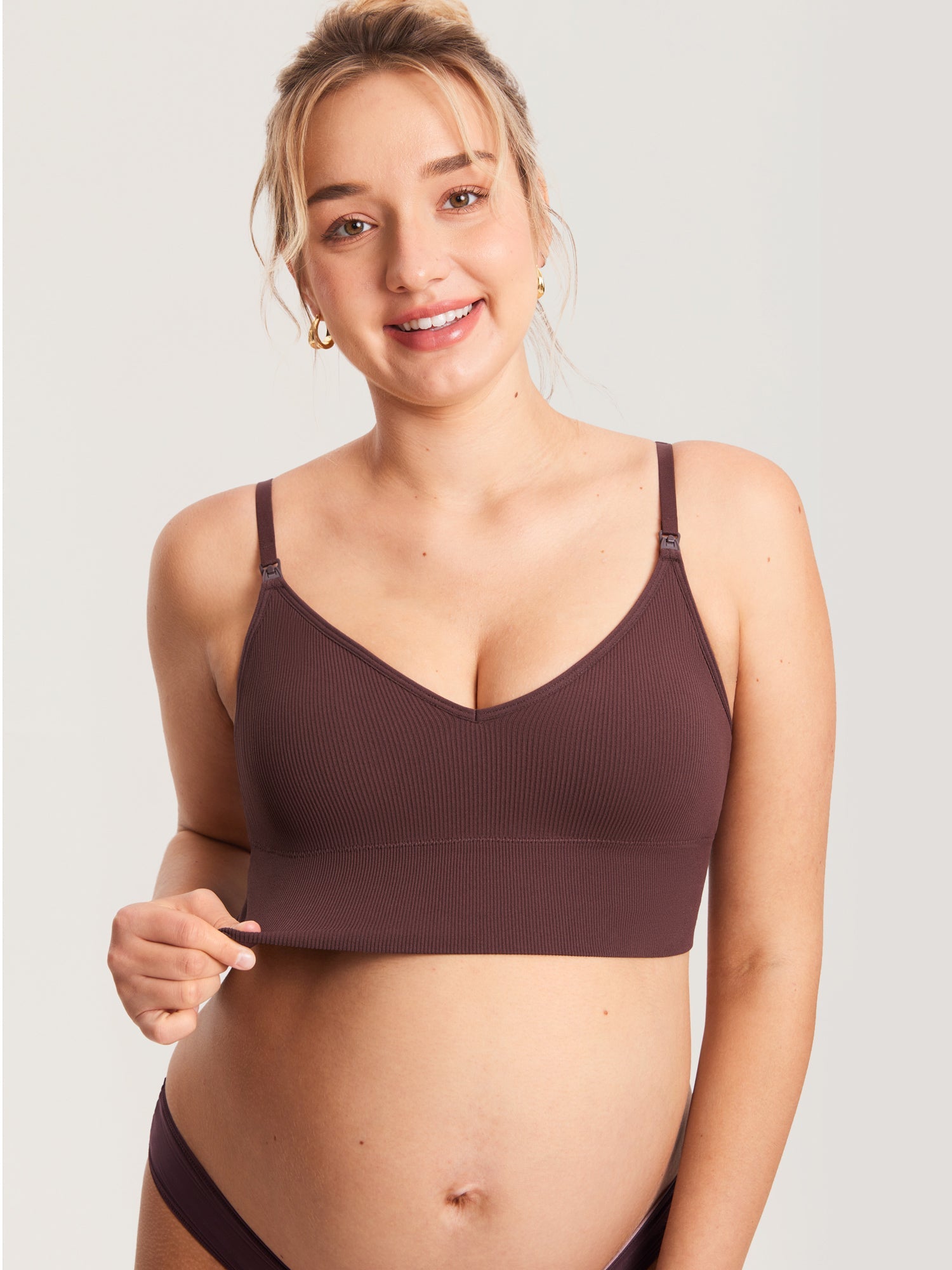 Voedingsbralette in ribstof met V-hals – voedingsbeha zonder beugel