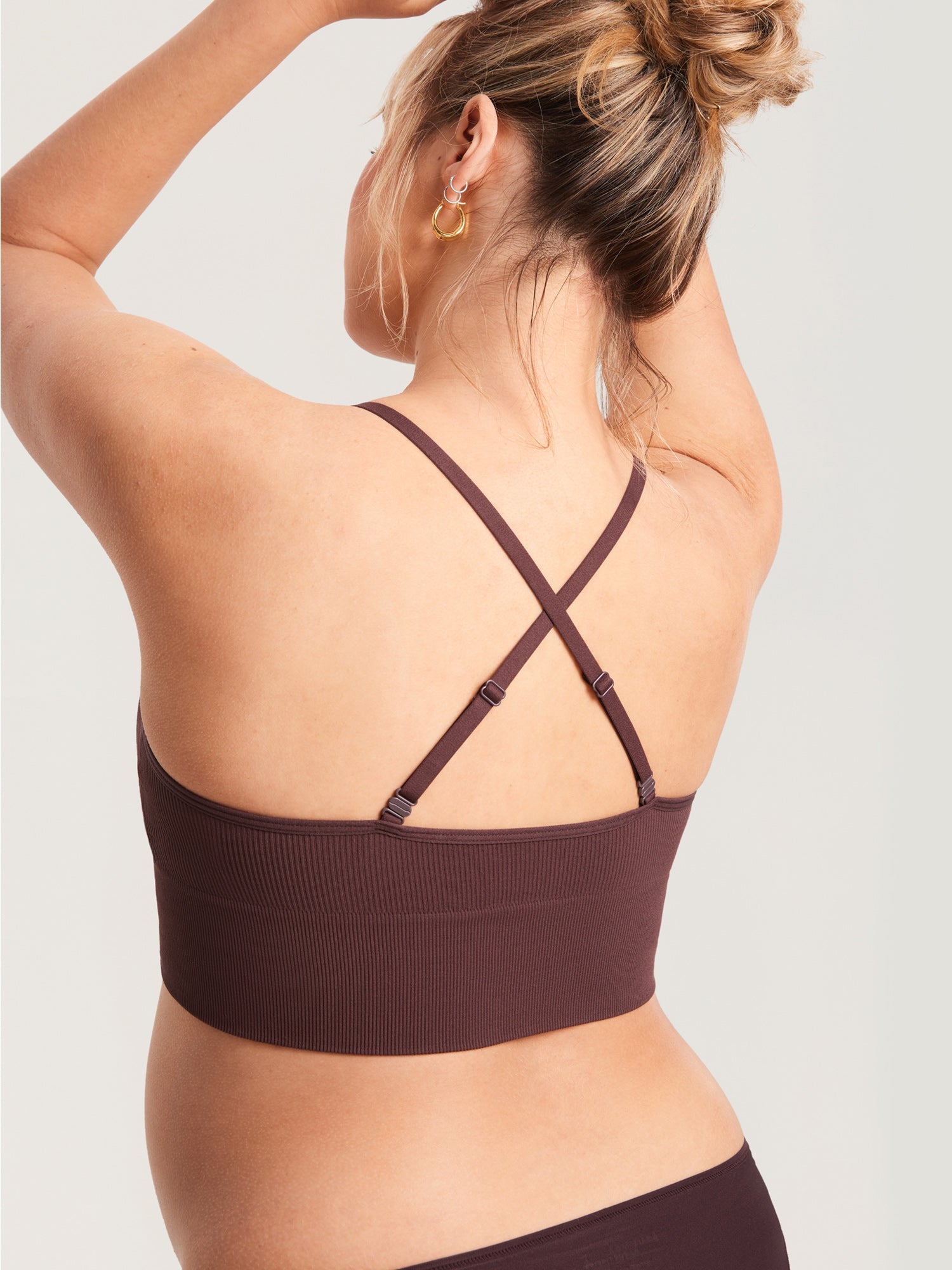 Voedingsbralette in ribstof met V-hals – voedingsbeha zonder beugel