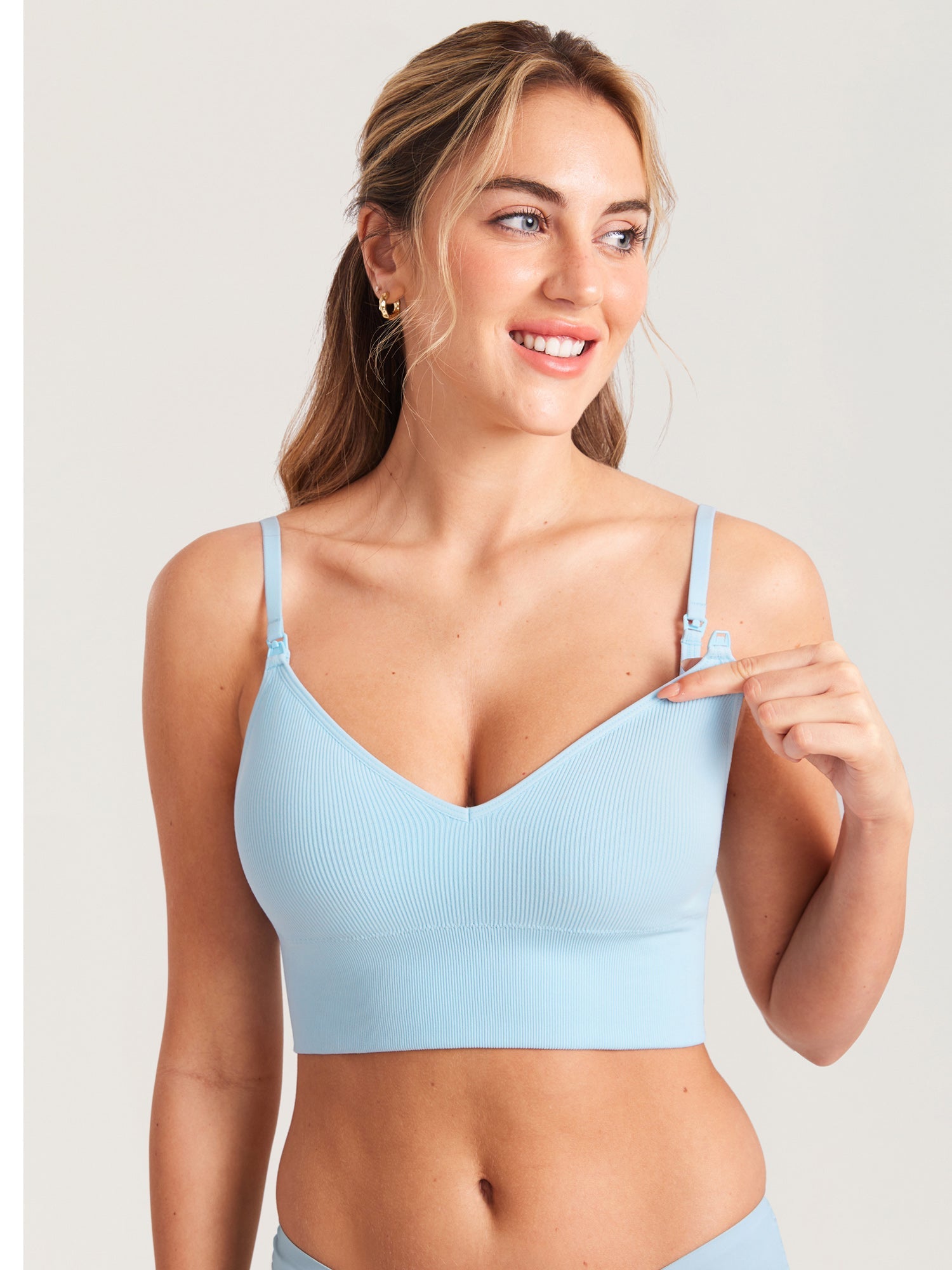 Voedingsbralette in ribstof met V-hals – voedingsbeha zonder beugel