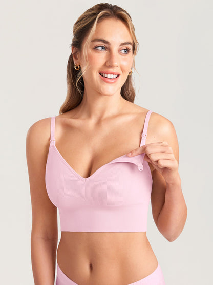 Voedingsbralette in ribstof met V-hals – voedingsbeha zonder beugel