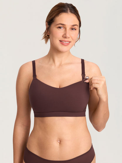 Naadloze voedingsbeha met voorgevormde cups – Inbarely® Plus grote maten – Hazelnoot