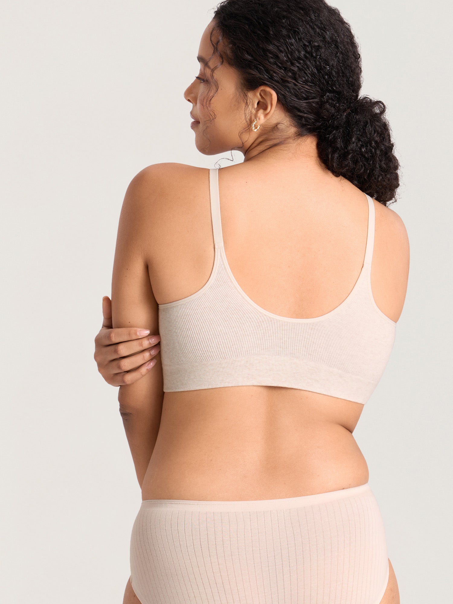 Voedingsbeha van ribkatoen – voedingsbralette zonder beugel met pads
