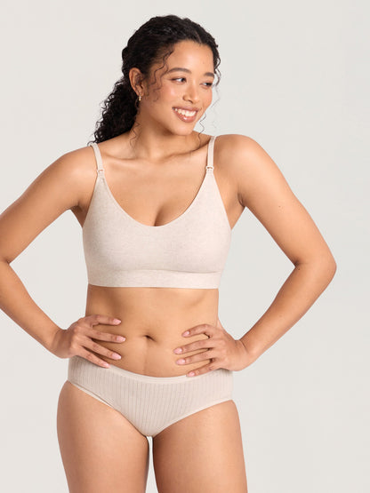 Voedingsbeha van ribkatoen – voedingsbralette zonder beugel met pads