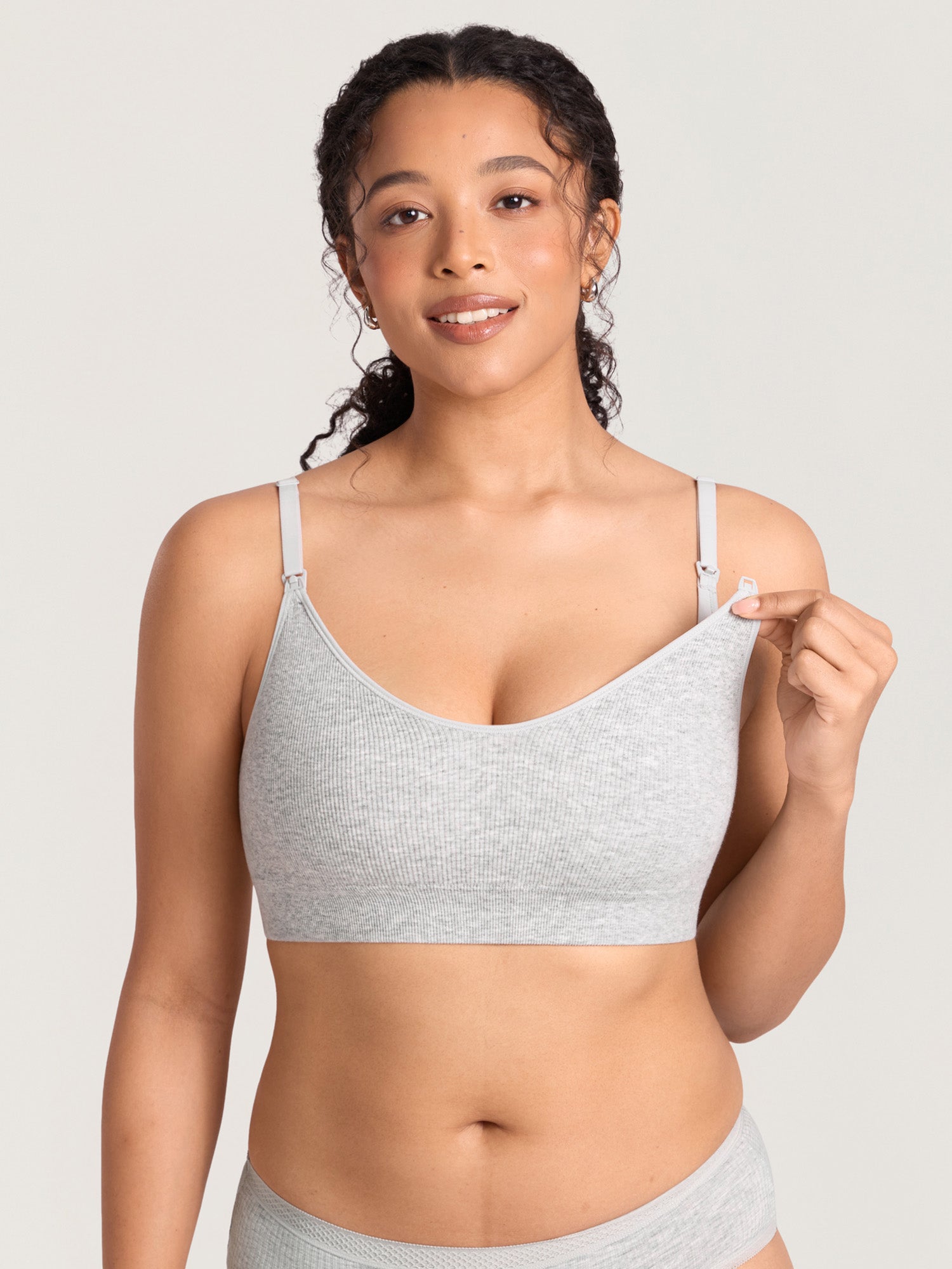 Voedingsbeha van ribkatoen – voedingsbralette zonder beugel met pads