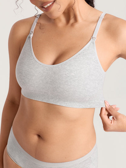 Voedingsbeha van ribkatoen – voedingsbralette zonder beugel met pads