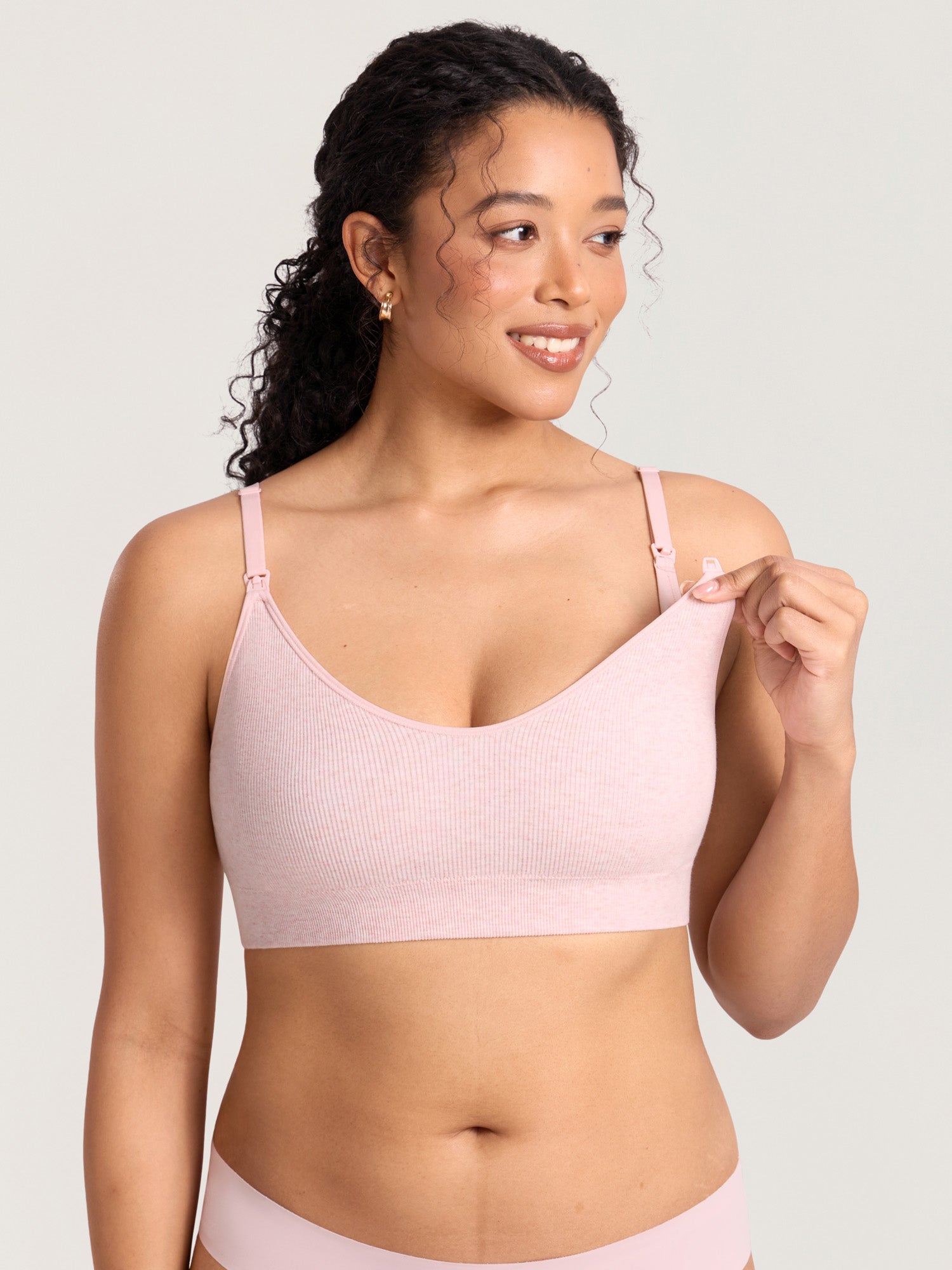 Voedingsbeha van ribkatoen – voedingsbralette zonder beugel met pads