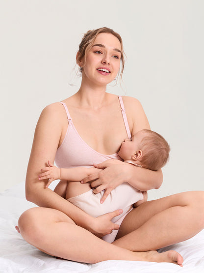Voedingsbeha van ribkatoen – voedingsbralette zonder beugel met pads