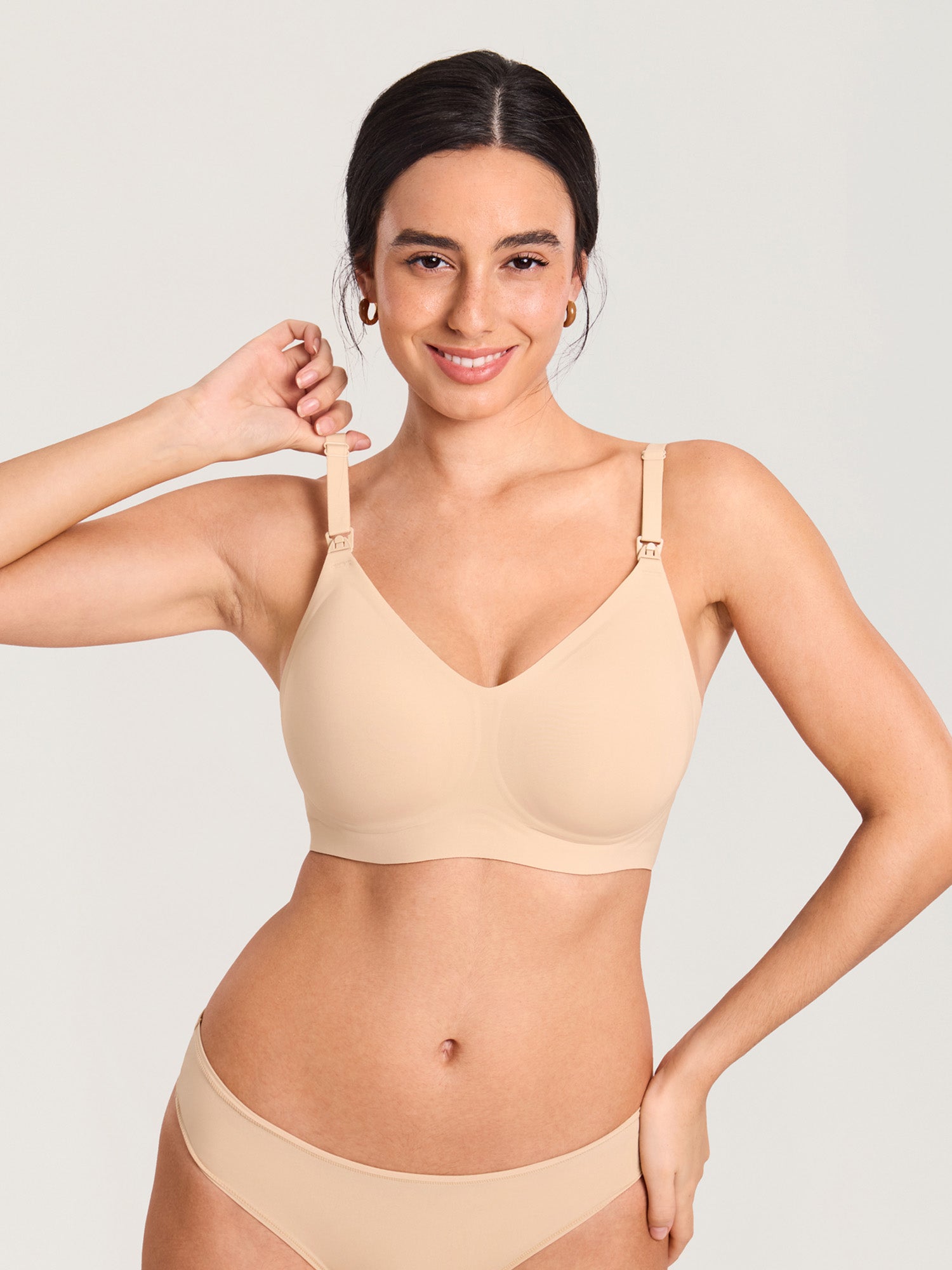 Naadloze voedingsbeha zonder beugel met siliconenstrips – met pads