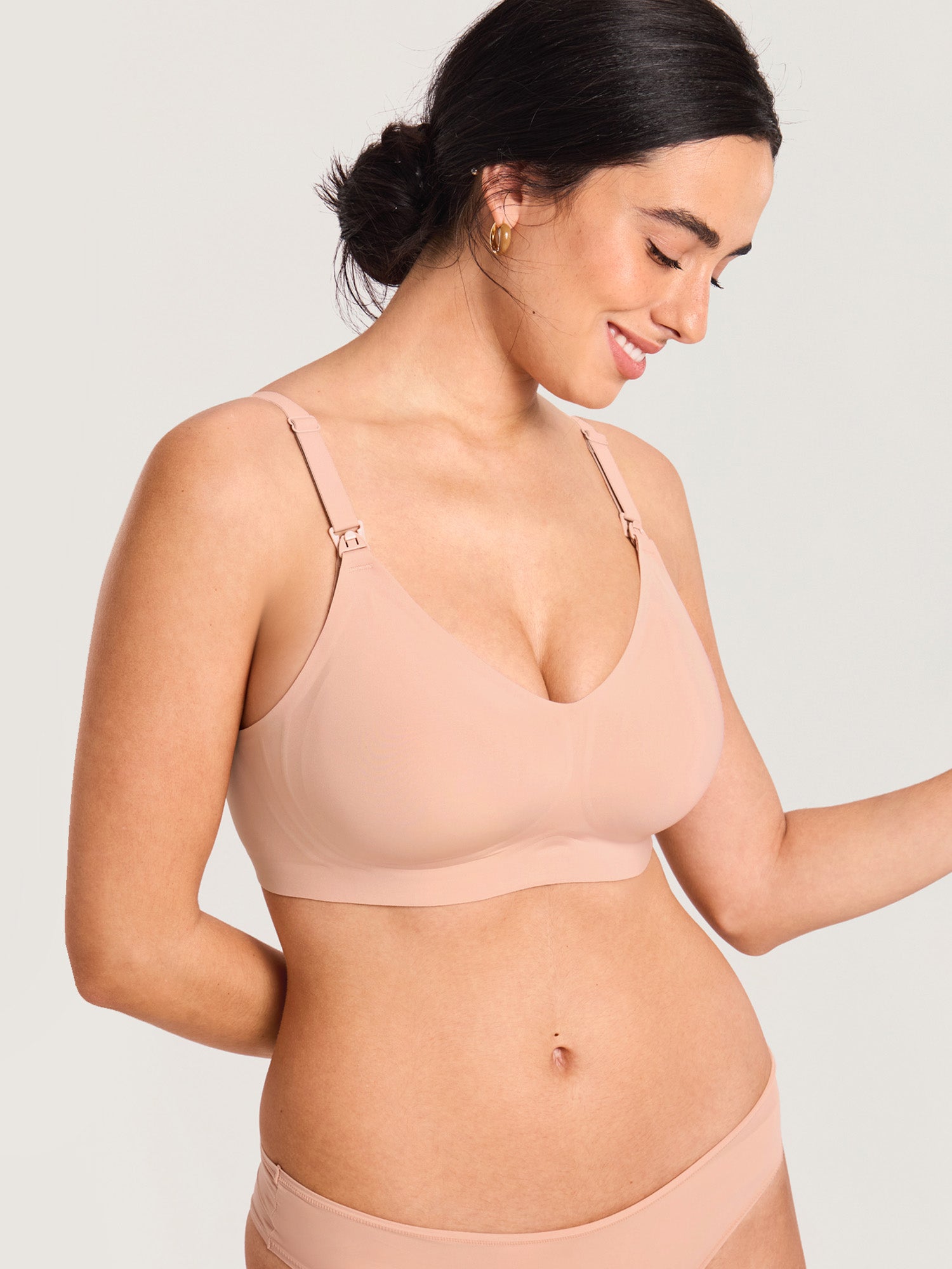 Naadloze voedingsbeha zonder beugel met siliconenstrips – met pads