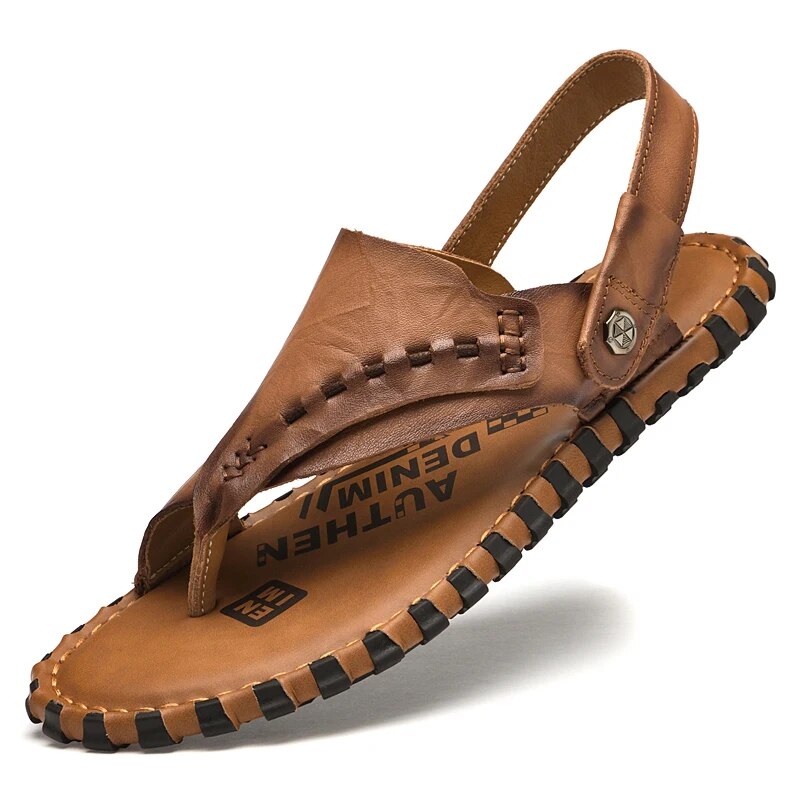 Slipvaste lederen herensandalen voor de zomer