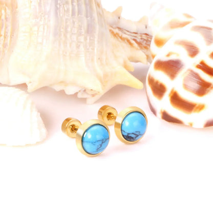 Elegante ronde cabochon oorbellen