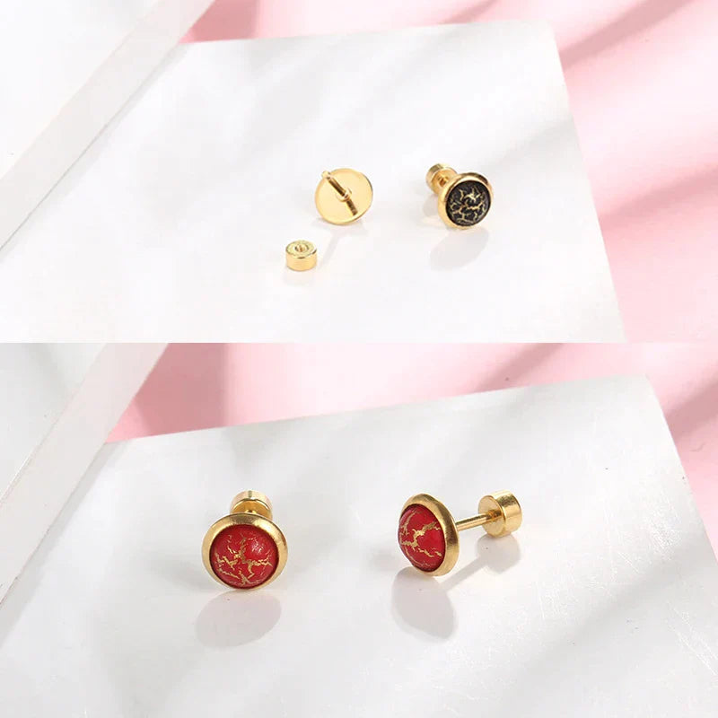 Elegante ronde cabochon oorbellen