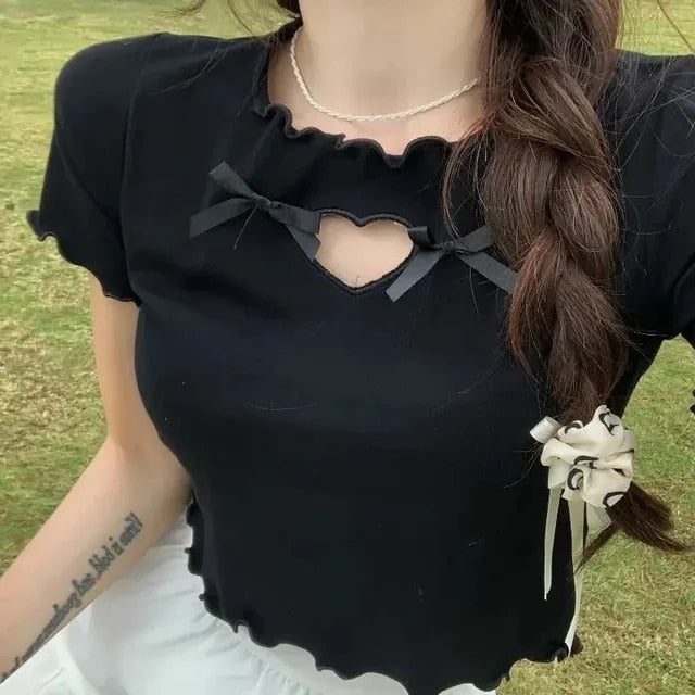 Gewas top met korte mouwen in Harajuku Gothic stijl