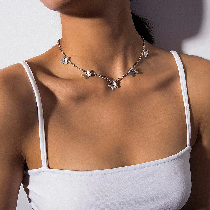 Boho choker met vlinderhangers